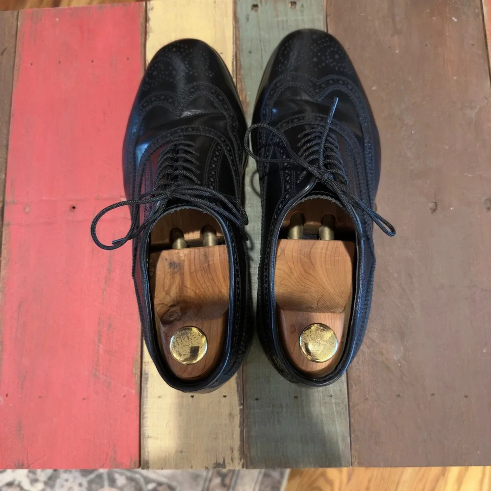 Florsheim Mens Lexington Wingtip Oxford 17066-01 Dress Shoes 9 EEE Black Leather